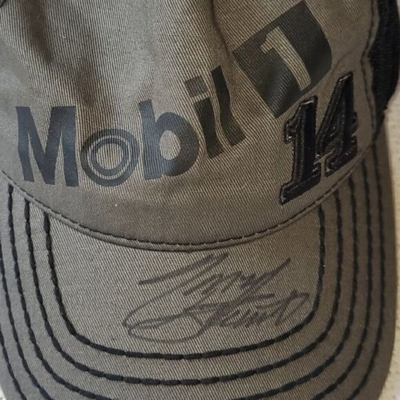 Chase Nascar Mobil 1 Embroidered Graphic Signed Tony Stewart Black BaseBall Cap - Picture 2 of 8